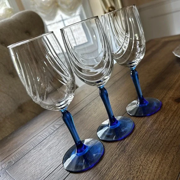 Kitchen | Lenox Vintage Cobalt Blue Stem Wine Glasses | Poshmark
